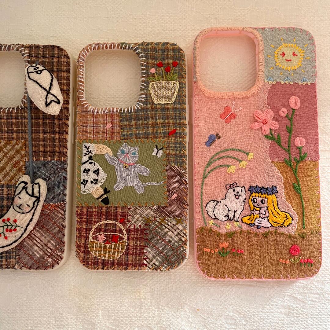 Custom Handmade Fabric Phone Case Personalized Embroidery