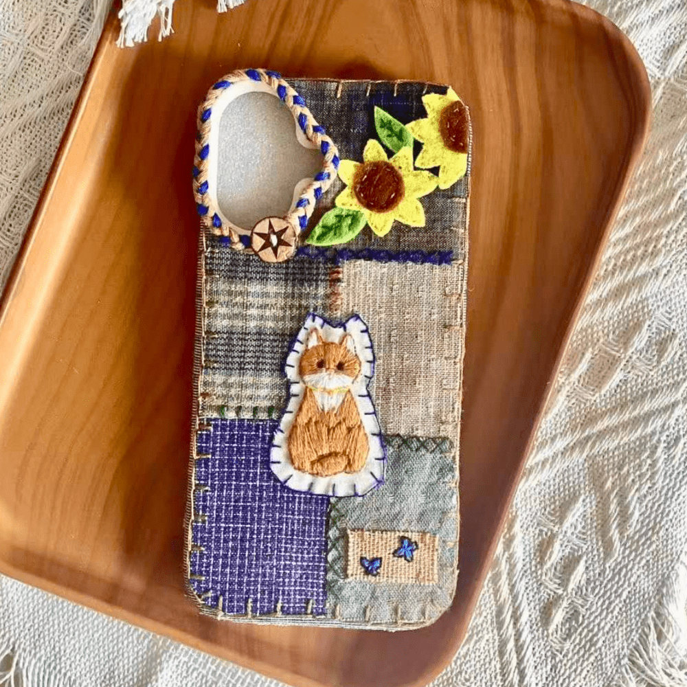 Custom Handmade Fabric Phone Case Personalized Embroidery - Fiufiu