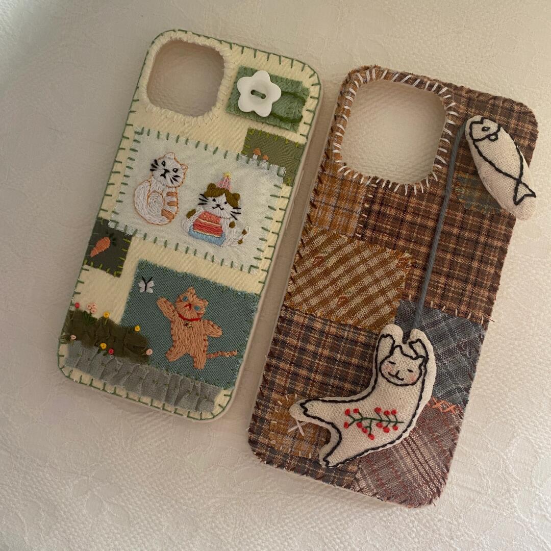 Custom Handmade Fabric Phone Case Personalized Embroidery