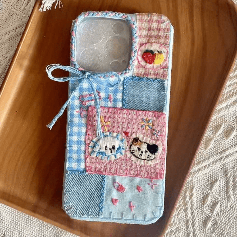 Custom Handmade Fabric Phone Case Personalized Embroidery - Fiufiu