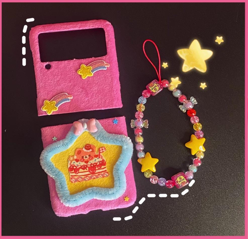 handmade case, phone charm, phone accessory, custom design, iPhone case, Google phone case, foldable phone case, flip phone case, custom phone case, Y2K style, pink phone case, cute phone case, personalized case