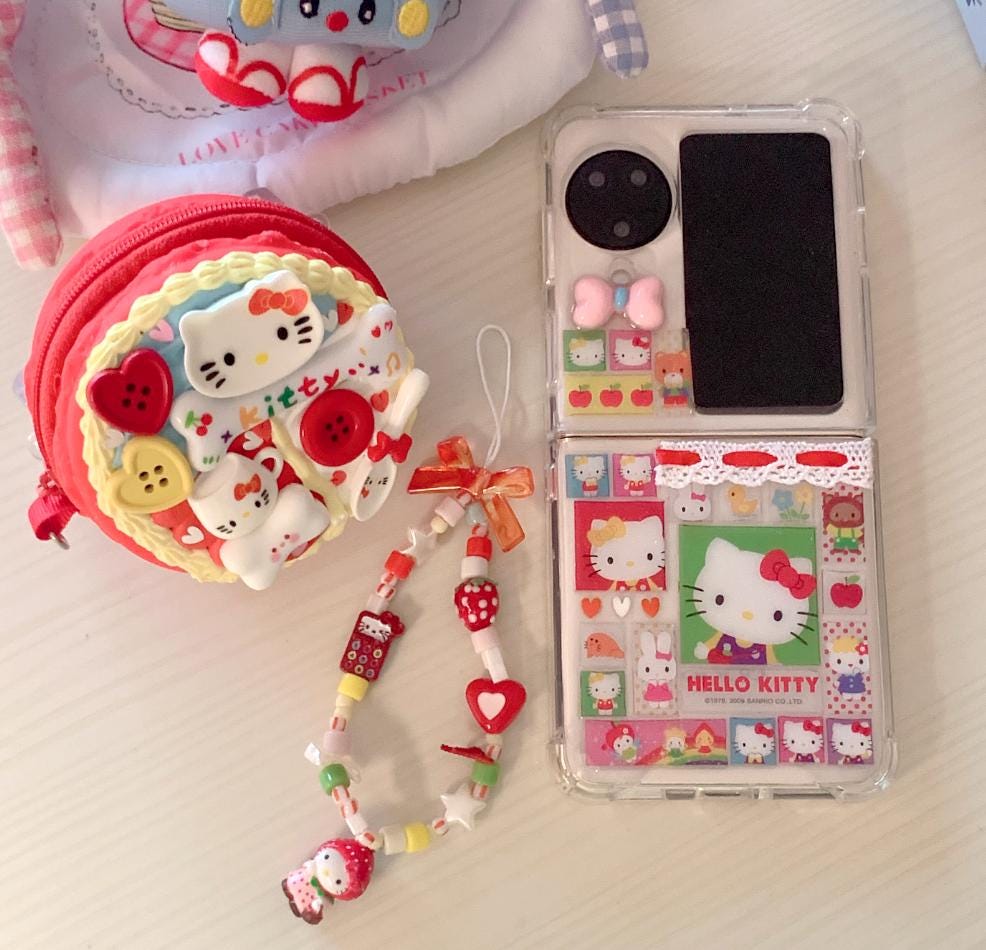 handmade case, phone charm, phone accessory, custom design, iPhone case, Google phone case, foldable phone case, flip phone case, custom phone case, Y2K style, pink phone case, cute phone case, personalized case