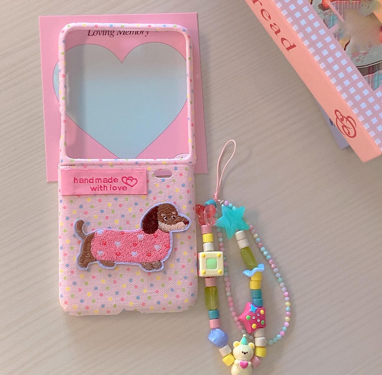 handmade case, phone charm, phone accessory, custom design, iPhone case, Google phone case, foldable phone case, flip phone case, custom phone case, Y2K style, pink phone case, cute phone case, personalized case