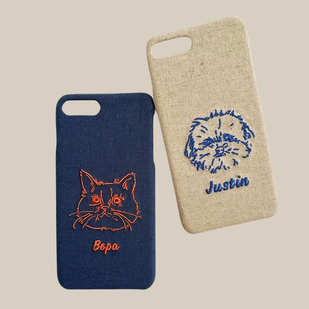 Custom Embroidered Fabric Phone Case Personalized With Name Icon Stylish Handmade Case for iPhone Android Perfect Gift for couples friends