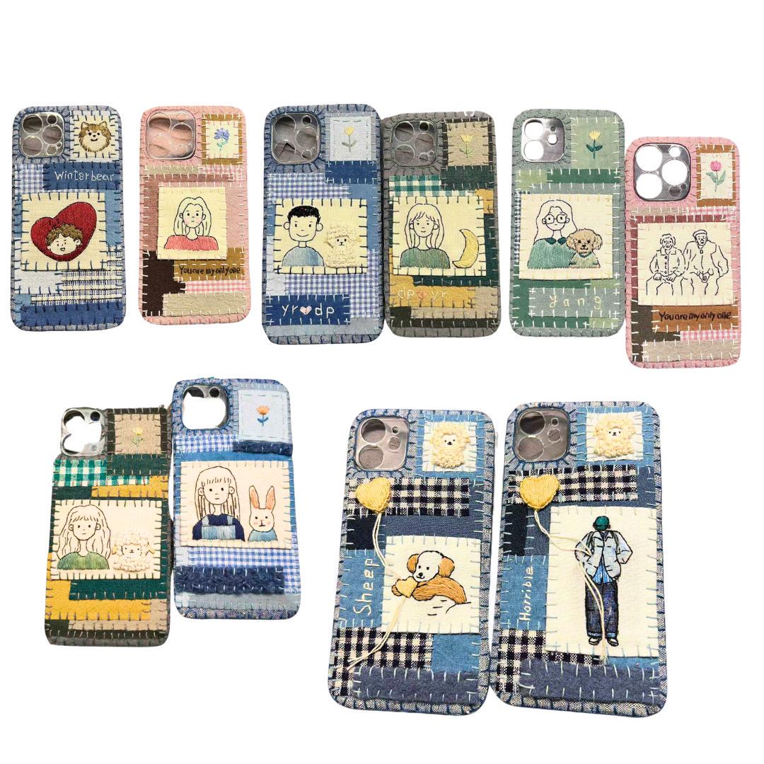 High-end Handcrafted Embroidered Phone Case Customizable with Portraits Pets and Designs Fits All Models Foldable Phones Personalized Gift