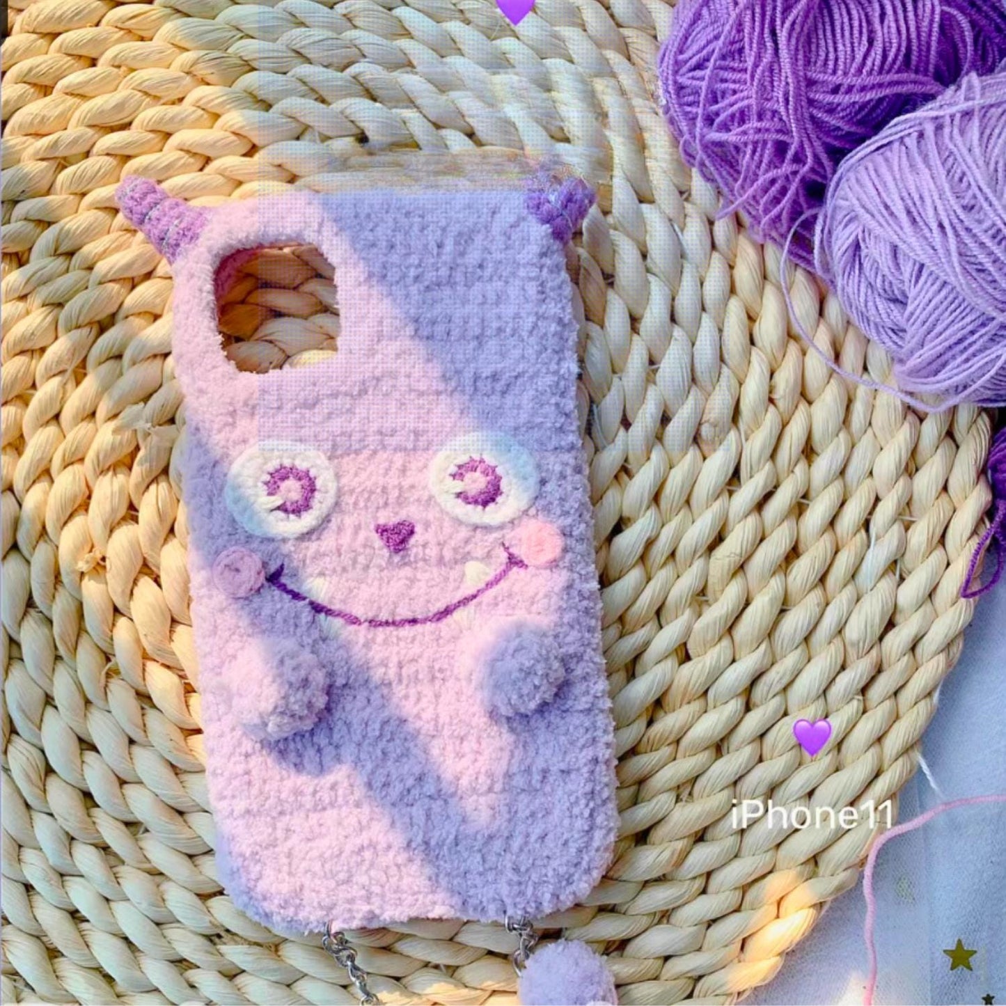 Handmade Crochet Phone Case Custom Yarn Cover Soft Knitted Sleeve Aesthetic Boho Kawaii Gift for Her Gift Him Fits iPhone Samsung Foldable