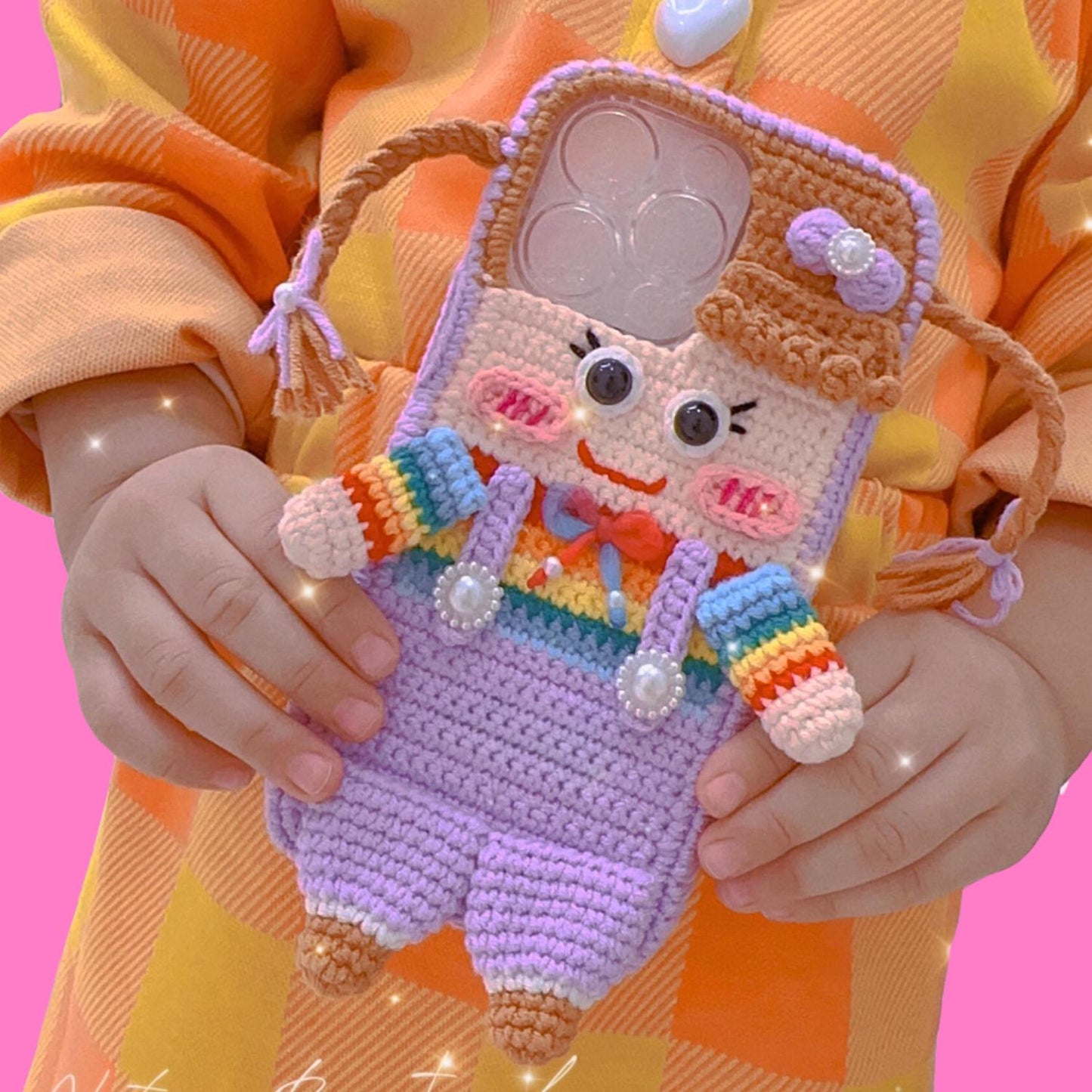 Handmade Crochet Phone Case Custom Yarn Cover Soft Knitted Sleeve Aesthetic Boho Kawaii Gift for Her Gift Him Fits iPhone Samsung Foldable