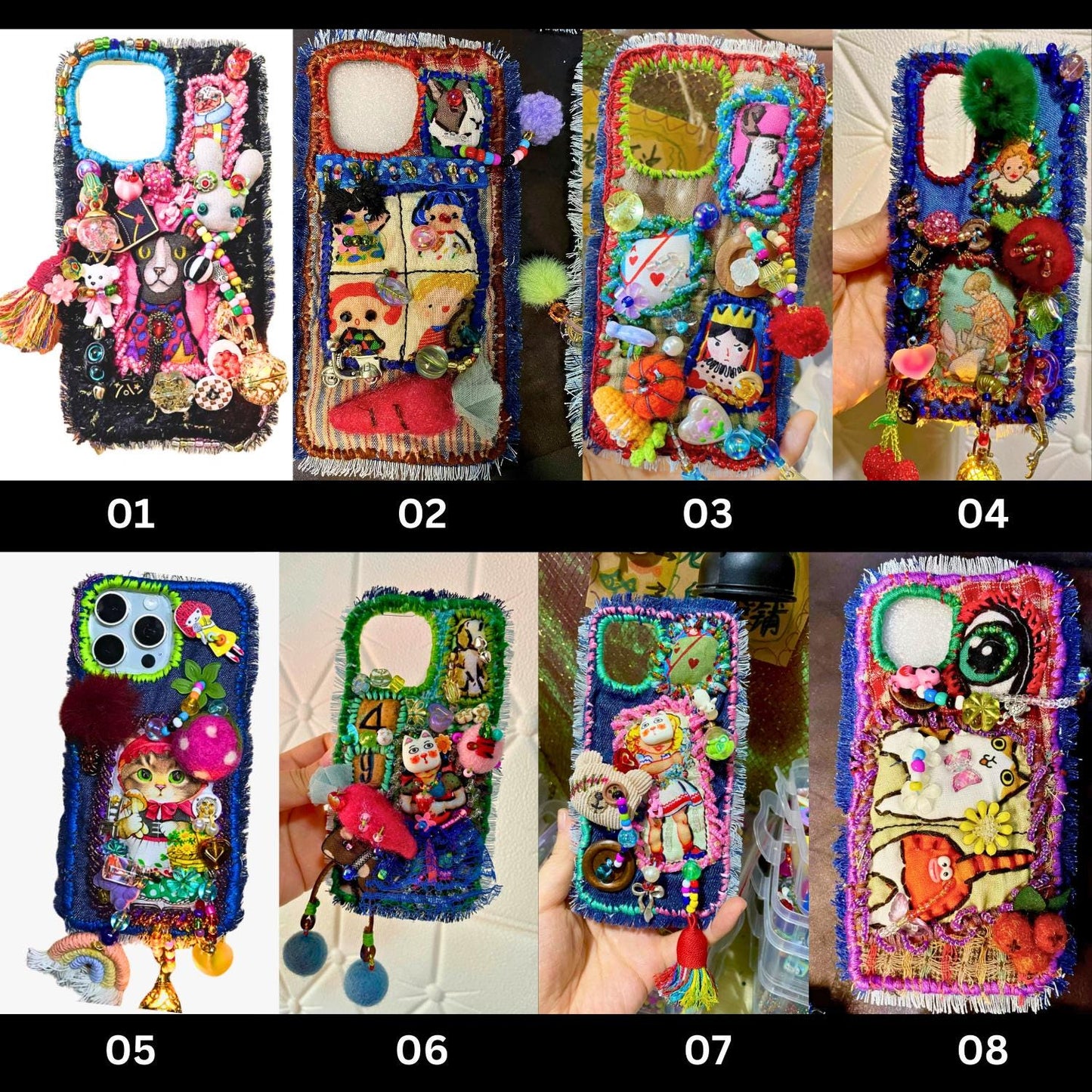 Handmade Artistic Phone Case Gothic Lolita Embroidery Beadwork Magical Dark Style Fits All Phone Models Unique Gift for Her Bold Rock Punk