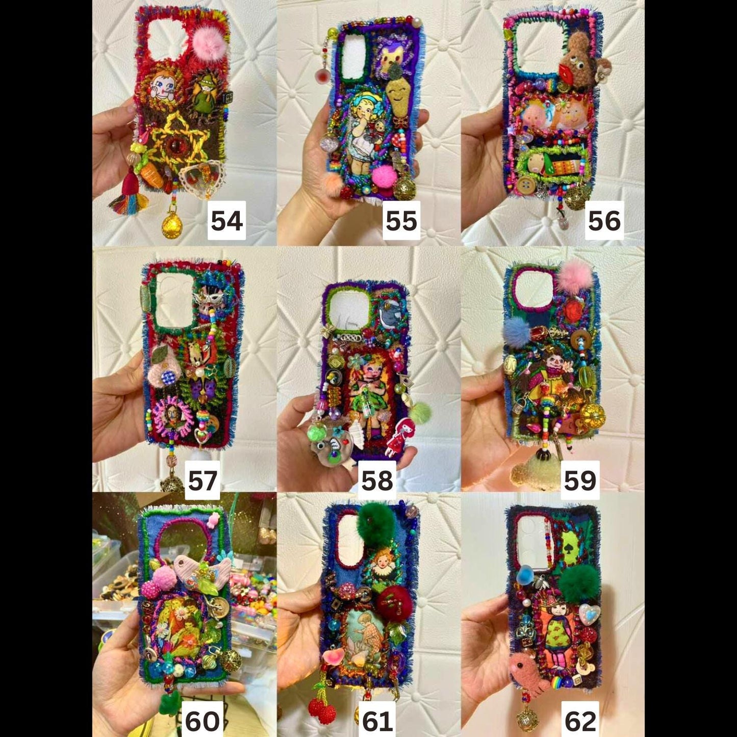 Handmade Artistic Phone Case Gothic Lolita Embroidery Beadwork Magical Dark Style Fits All Phone Models Unique Gift for Her Bold Rock Punk