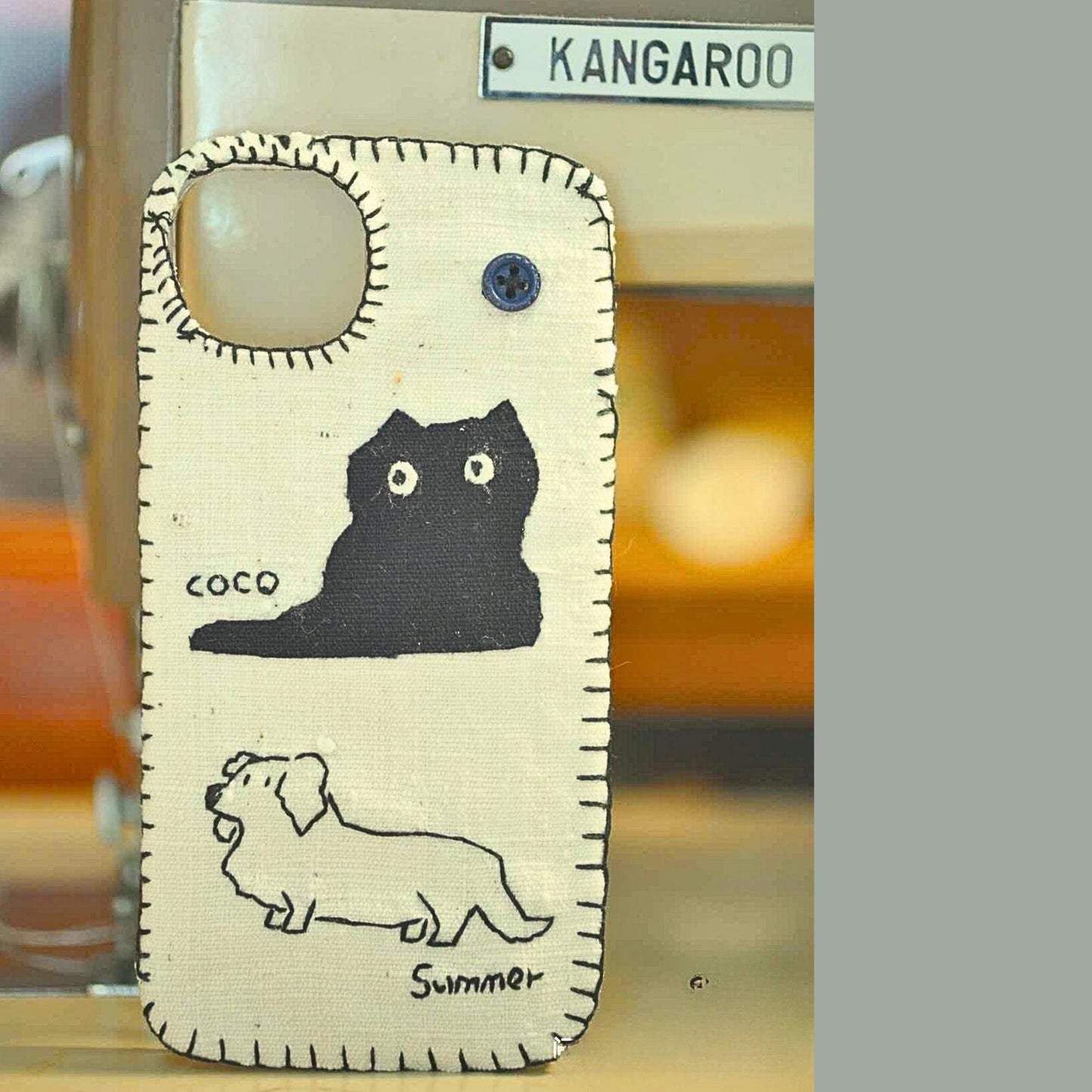 Handmade Fabric Phone Case - Vintage Minimalist Style Custom Portrait Pet Lover Gift for Newborns, Weddings & Easter