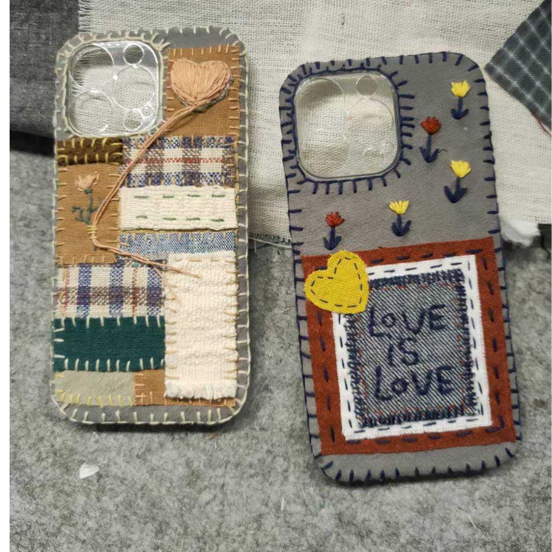 High-end Handcrafted Embroidered Phone Case Customizable with Portraits Pets and Designs Fits All Models Foldable Phones Personalized Gift