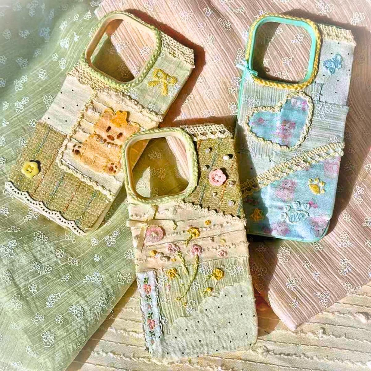 handmadecase,customcase,fabriccase,floraldesign,greencase,leafpattern,polkadotcase,personalizedgift,phoneaccessory,handcrafted,giftforher,giftforhim,springgift