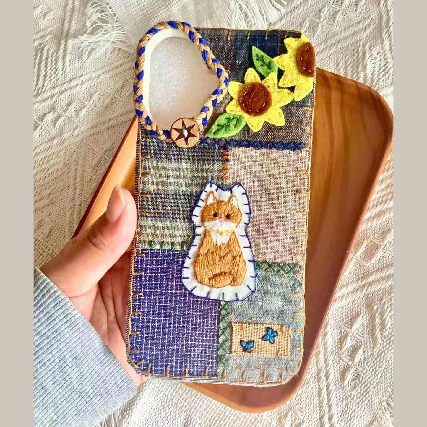 Custom Handmade Fabric Phone Case Personalized Embroidery iPhone Case Gift for Her Him Mother’s Day Father’s Day Newborn DIY Pet Photos