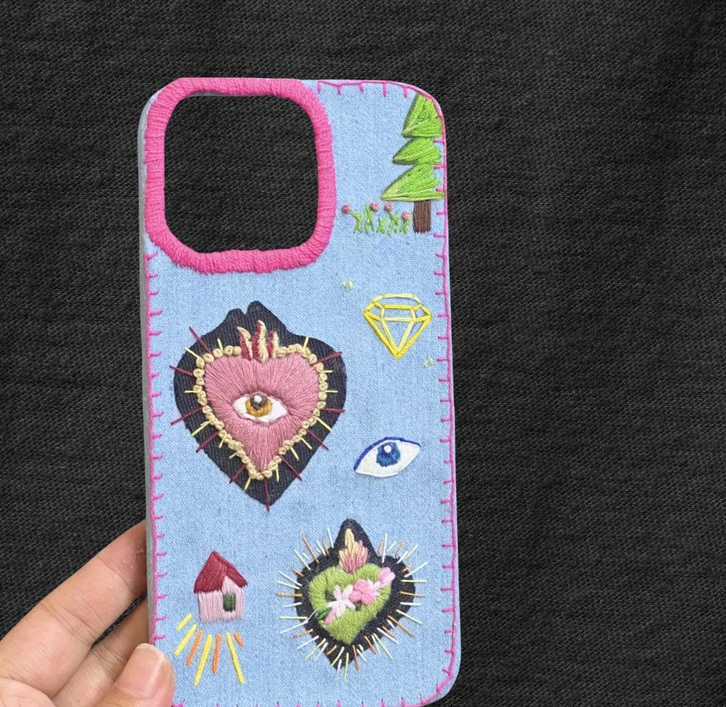 Custom Handmade Fabric Phone Case Personalized Embroidery iPhone Case Gift for Her Him Mother’s Day Father’s Day Newborn DIY Pet Photos