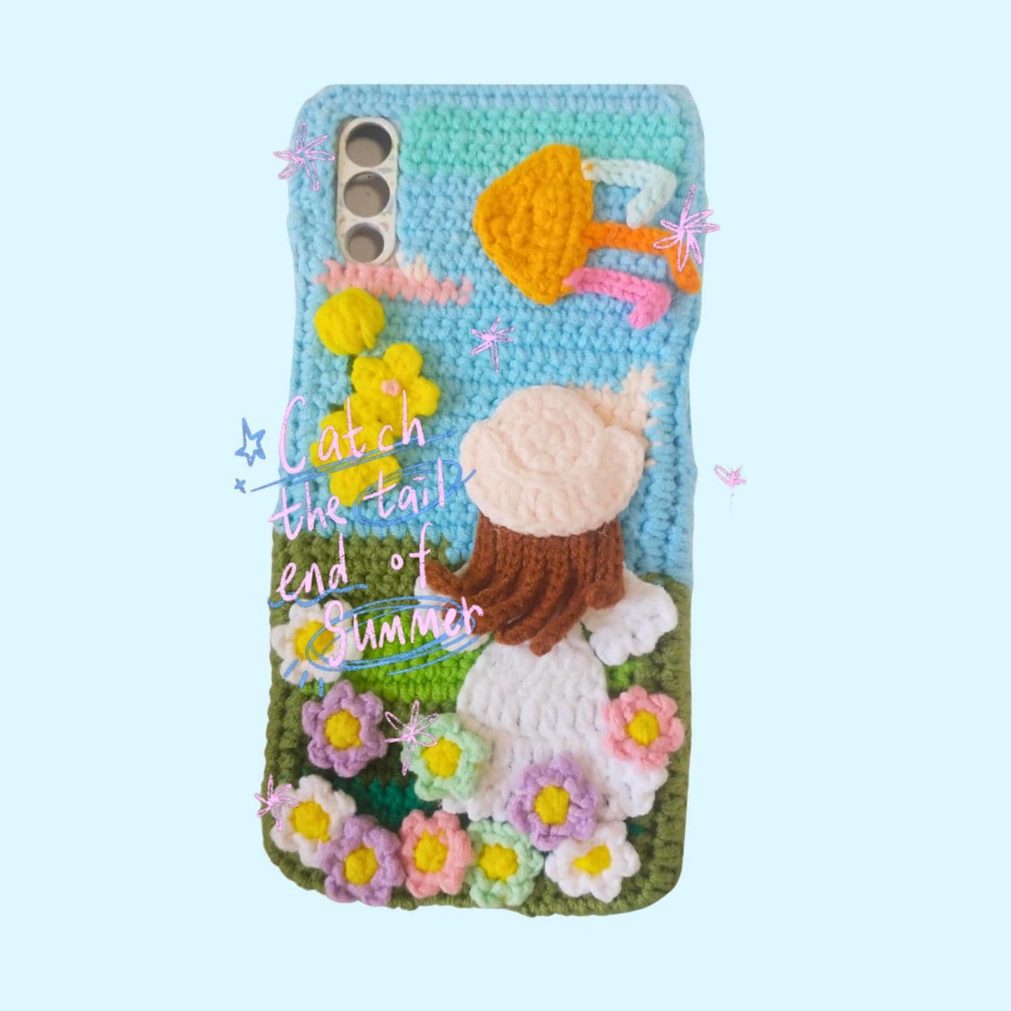 Handmade Crochet Phone Case Custom Yarn Cover Soft Knitted Sleeve Aesthetic Boho Kawaii Gift for Her Gift Him Fits iPhone Samsung Foldable