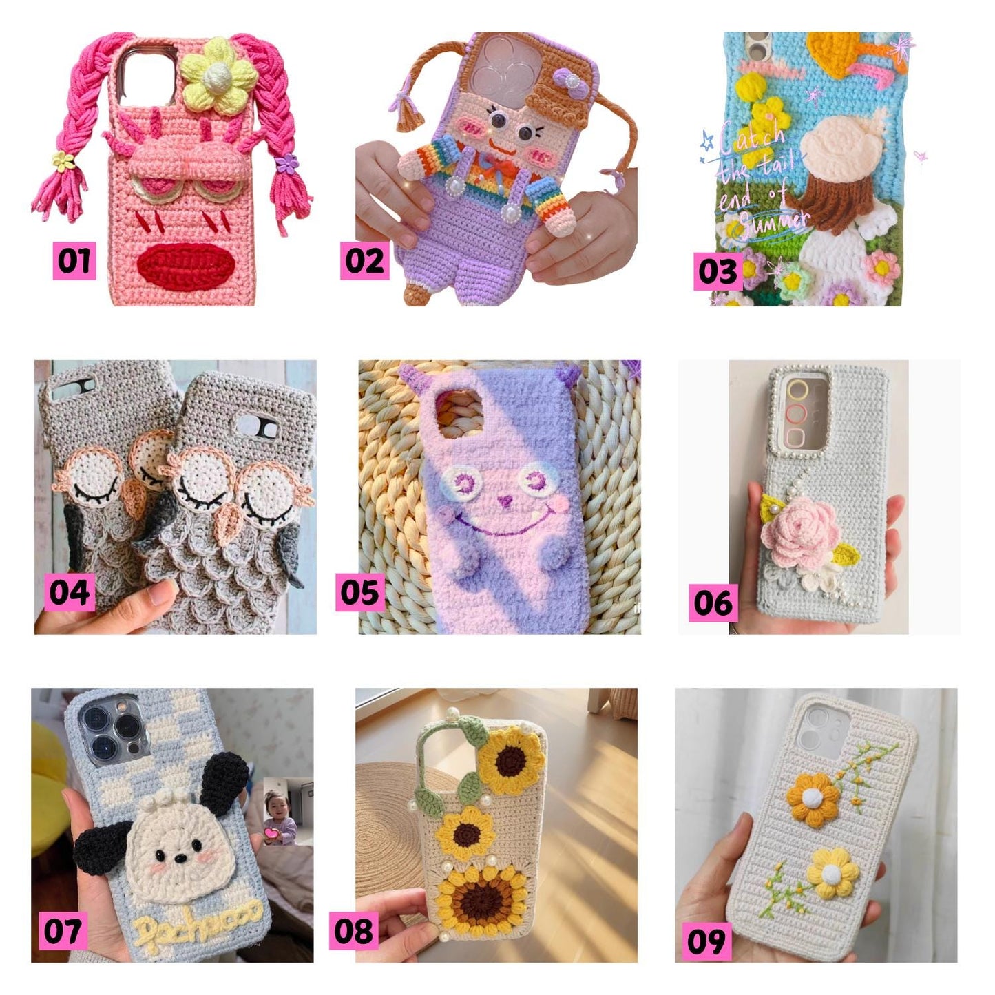 Handmade Crochet Phone Case Custom Yarn Cover Soft Knitted Sleeve Aesthetic Boho Kawaii Gift for Her Gift Him Fits iPhone Samsung Foldable