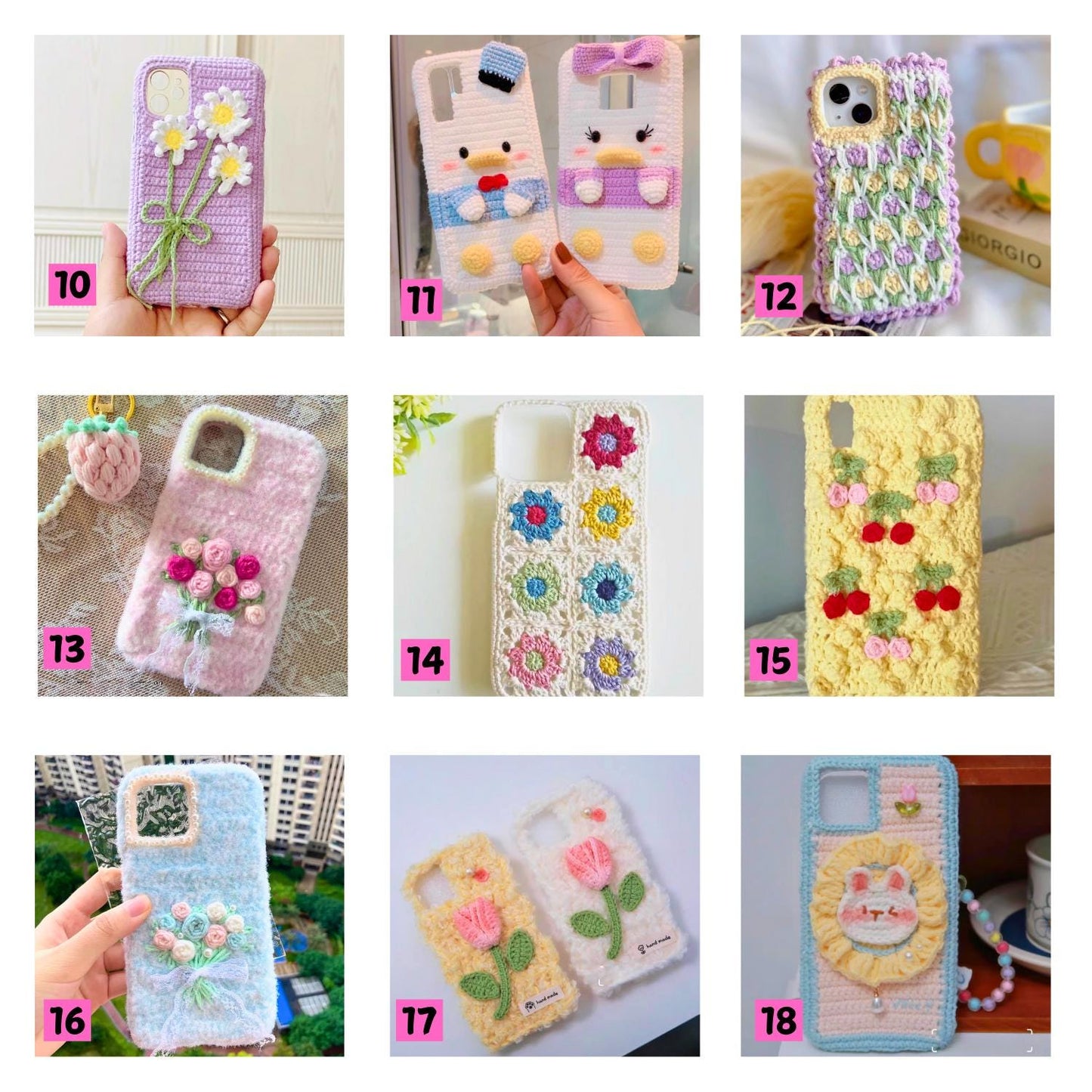 Handmade Crochet Phone Case Custom Yarn Cover Soft Knitted Sleeve Aesthetic Boho Kawaii Gift for Her Gift Him Fits iPhone Samsung Foldable