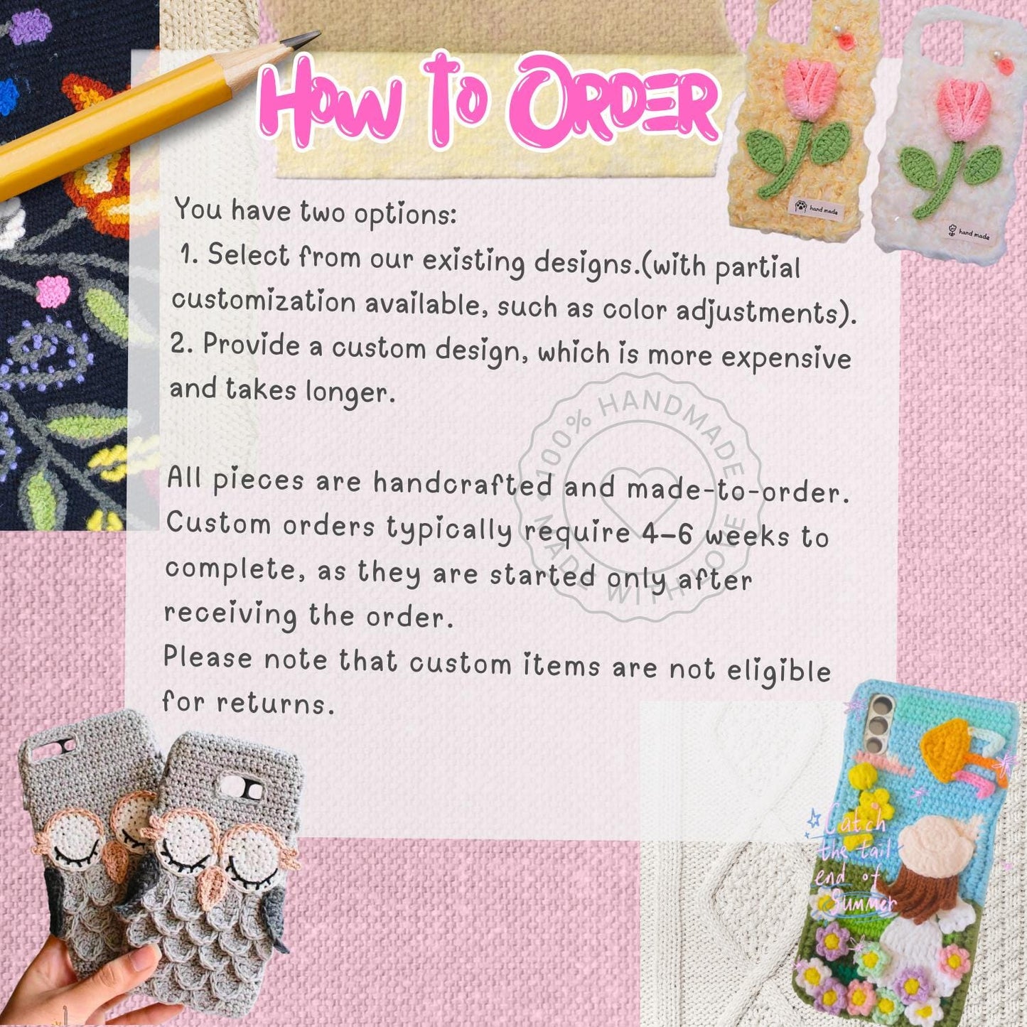 Handmade Crochet Phone Case Custom Yarn Cover Soft Knitted Sleeve Aesthetic Boho Kawaii Gift for Her Gift Him Fits iPhone Samsung Foldable