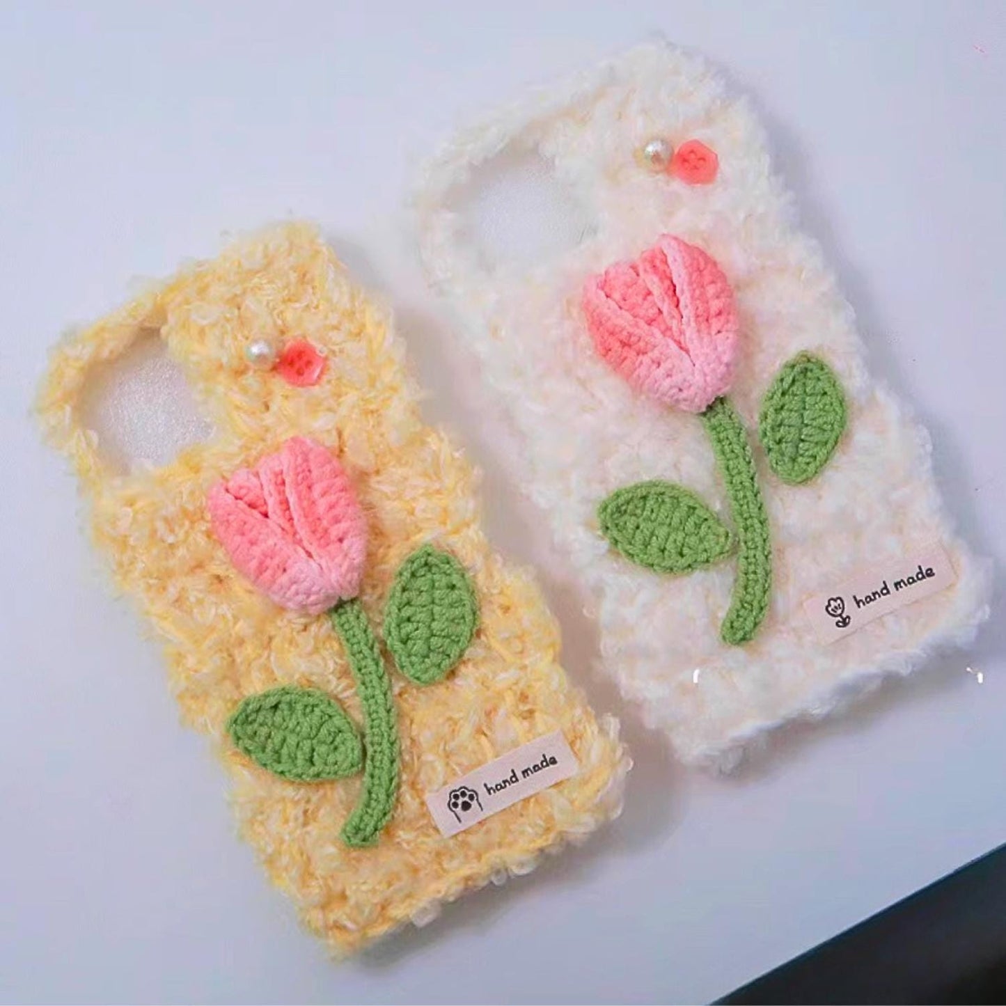 Handmade Crochet Phone Case Custom Yarn Cover Soft Knitted Sleeve Aesthetic Boho Kawaii Gift for Her Gift Him Fits iPhone Samsung Foldable
