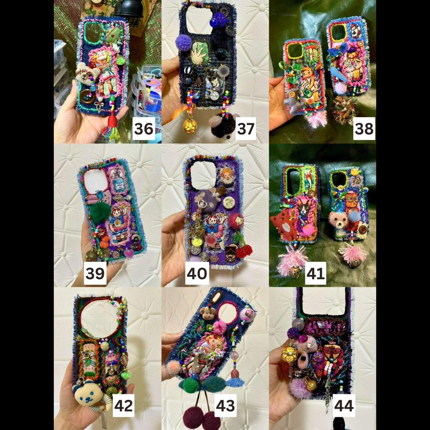 Handmade Artistic Phone Case Gothic Lolita Embroidery Beadwork Magical Dark Style Fits All Phone Models Unique Gift for Her Bold Rock Punk