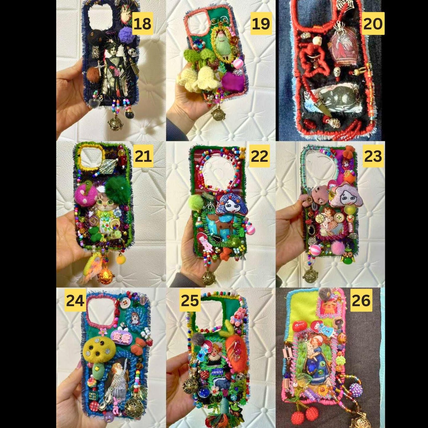 Handmade Artistic Phone Case Gothic Lolita Embroidery Beadwork Magical Dark Style Fits All Phone Models Unique Gift for Her Bold Rock Punk