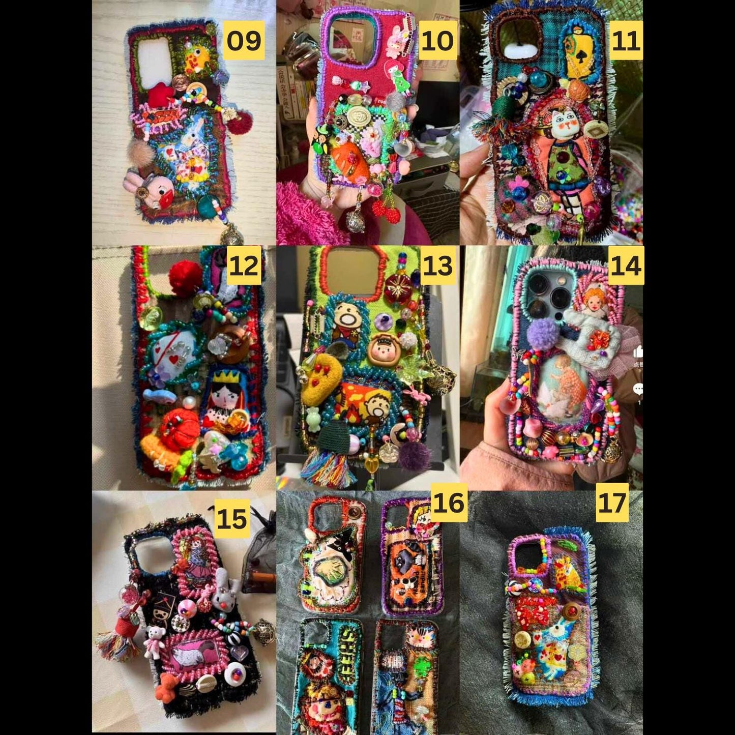 Handmade Artistic Phone Case Gothic Lolita Embroidery Beadwork Magical Dark Style Fits All Phone Models Unique Gift for Her Bold Rock Punk
