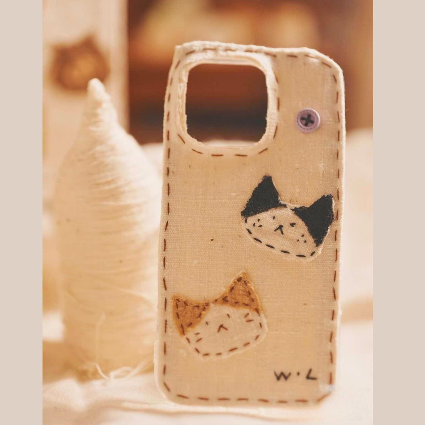 Handmade Fabric Phone Case - Vintage Minimalist Style Custom Portrait Pet Lover Gift for Newborns, Weddings & Easter