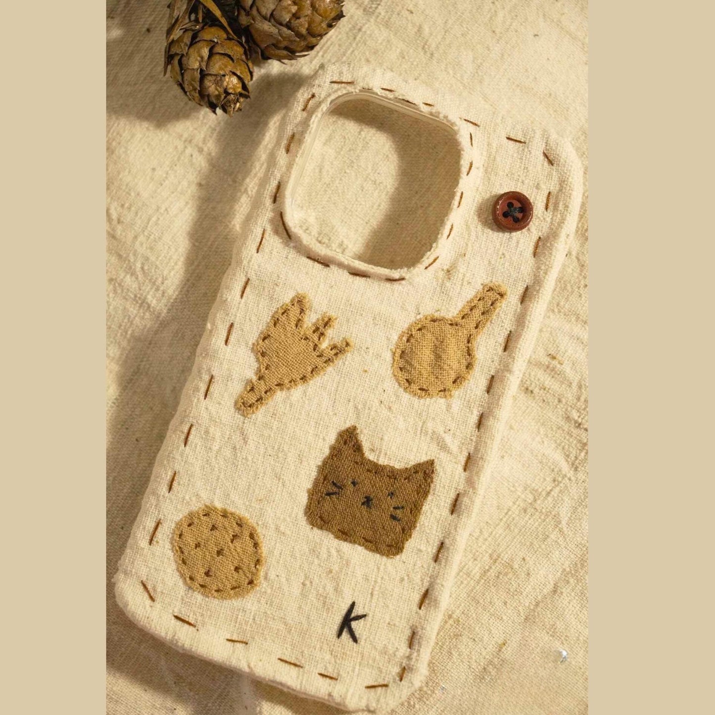 Handmade Fabric Phone Case - Vintage Minimalist Style Custom Portrait Pet Lover Gift for Newborns, Weddings & Easter