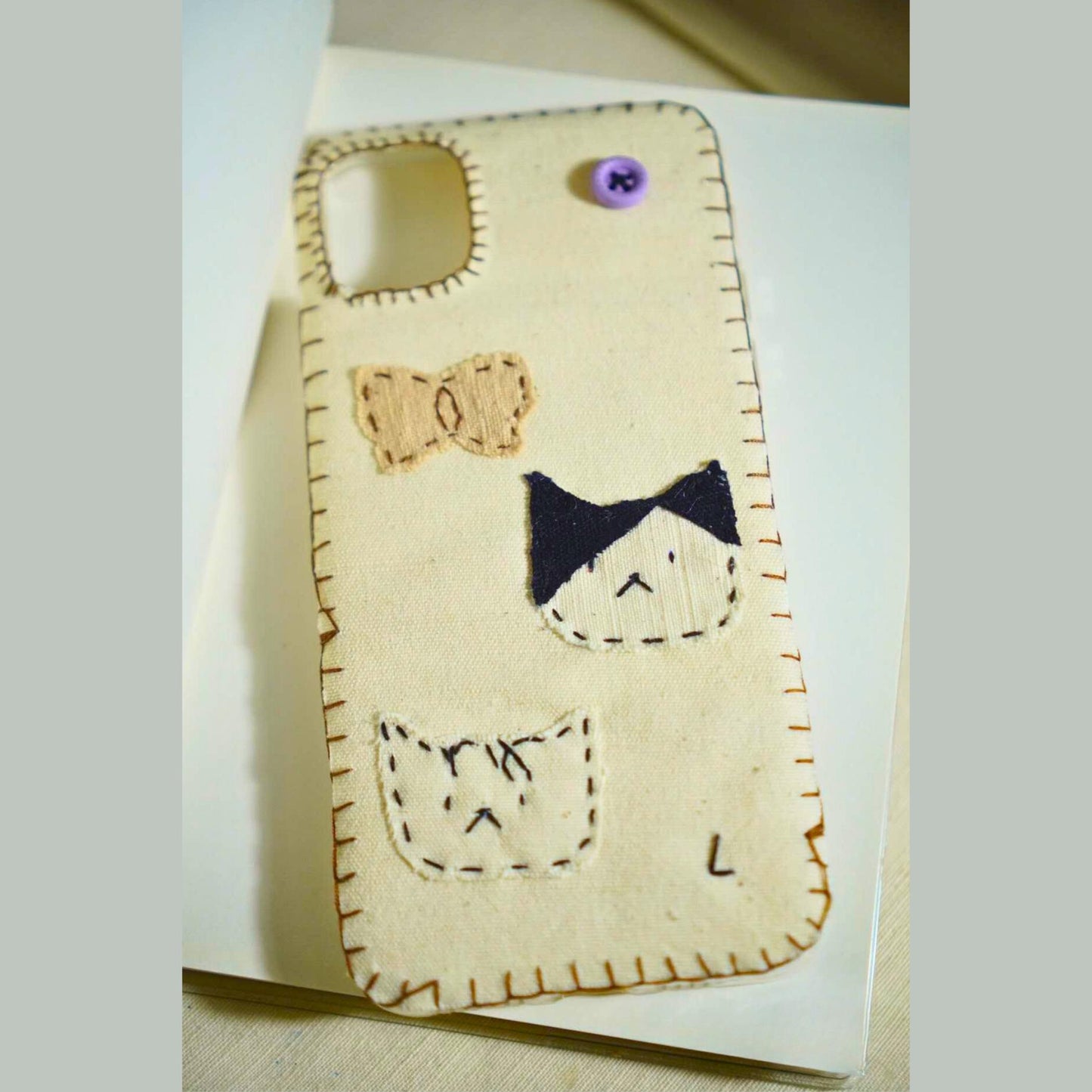 Handmade Fabric Phone Case - Vintage Minimalist Style Custom Portrait Pet Lover Gift for Newborns, Weddings & Easter