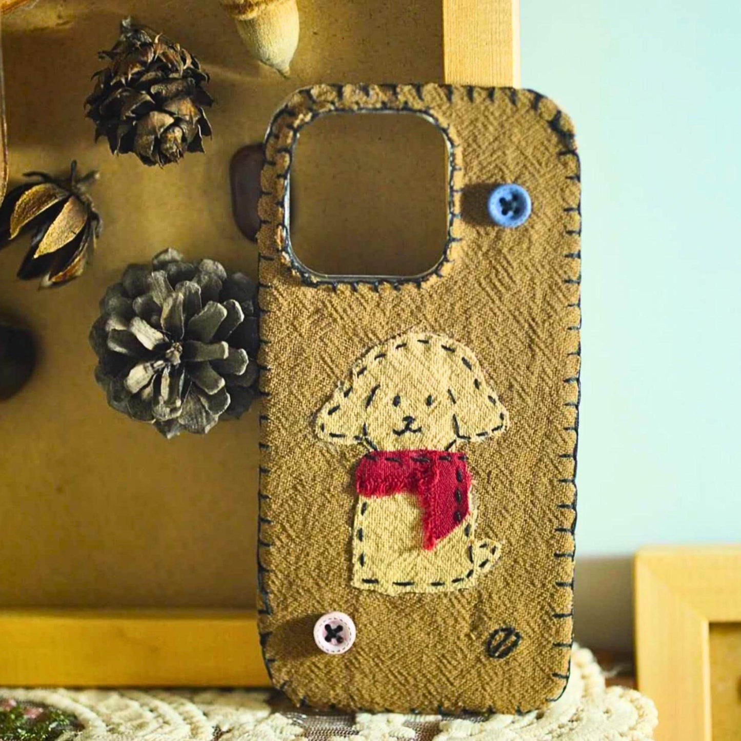 Handmade Fabric Phone Case - Vintage Minimalist Style Custom Portrait Pet Lover Gift for Newborns, Weddings & Easter
