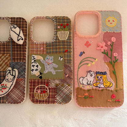 Custom Handmade Fabric Phone Case Personalized Embroidery