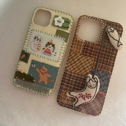 Custom Handmade Fabric Phone Case Personalized Embroidery