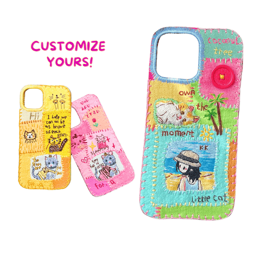 Custom Handcrafted Embroidered Phone Case – Personalized Pet or Portrait Design - Fiufiu#product_name