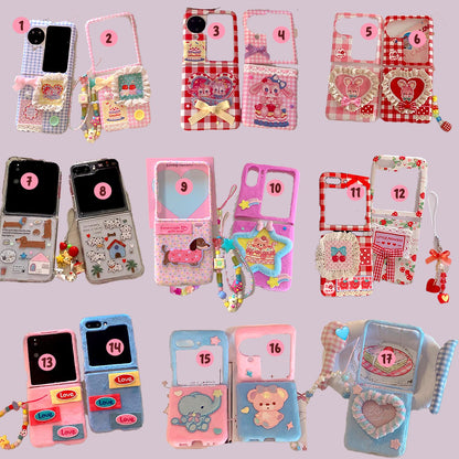 handmade case, phone charm, phone accessory, custom design, iPhone case, Google phone case, foldable phone case, flip phone case, custom phone case, Y2K style, pink phone case, cute phone case, personalized case