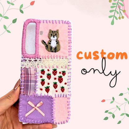 Custom Handmade Fabric Phone Case Personalized Embroidery iPhone Case Gift for Her Him Mother’s Day Father’s Day Newborn DIY Pet Photos