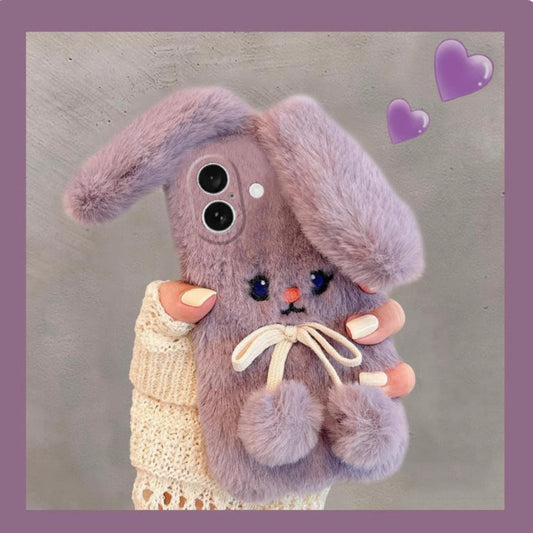 Handmade Plush Easter Bunny Phone Case Gift for Her Gift for Bestie Purple White Phone Case Plush Gift Easter Gift Birthday Gift iphone case