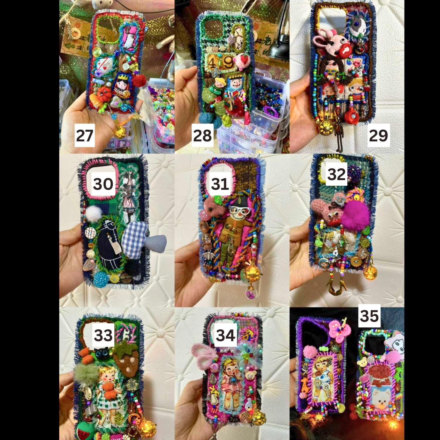 Handmade Artistic Phone Case Gothic Lolita Embroidery Beadwork Magical Dark Style Fits All Phone Models Unique Gift for Her Bold Rock Punk