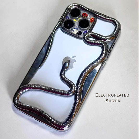 Electroplated Snake Phone Case Luxury Protective Cover Stylish Metal Finish iPhone 12 13 14 15 16 Pro Max Gift for Her Zodiac Aesthetic Case