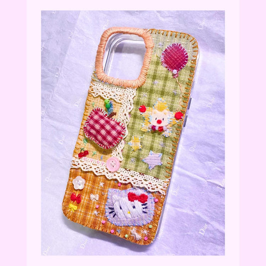 Customizable Handmade Fabric Phone Case Pet Lovers Gift for Her Couple Matching Bestie Gift Lace Embroidery Beadwork Country Style iPhone